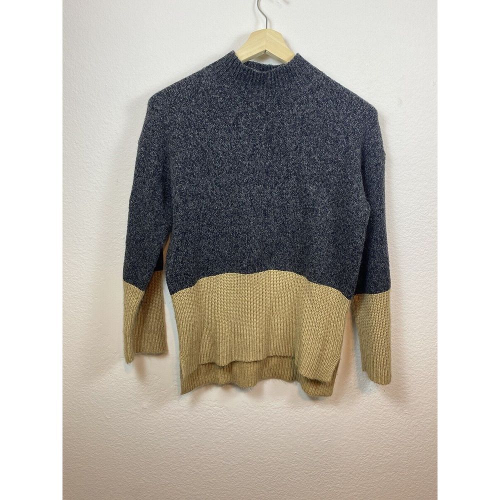 Michael Kors Women's Med Pullover Colorblock Mockneck Sweater‎ Cotton Neutral